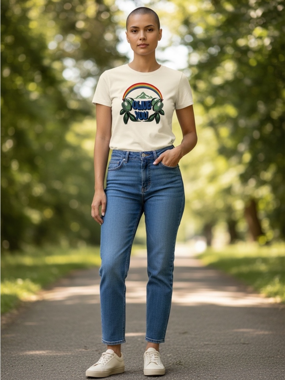 Tory Burch olive you T shirt
